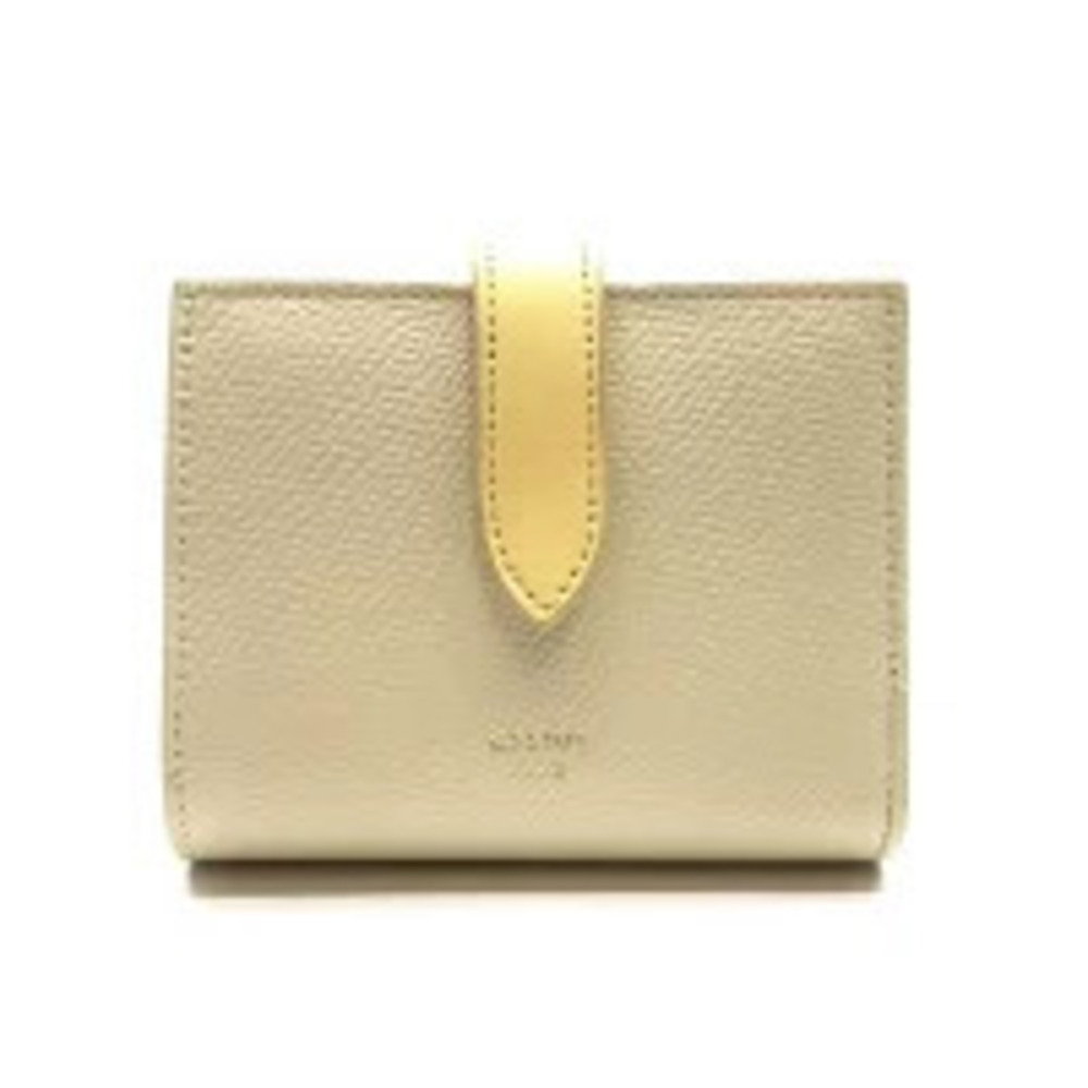 CELINE Strap Wallet Limestone Pollen Beige Yellow Leather wallet